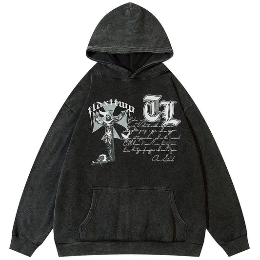 "Retro Cross" Graphic Unisex Streetwear Vintage Women Men Y2K Hoodie