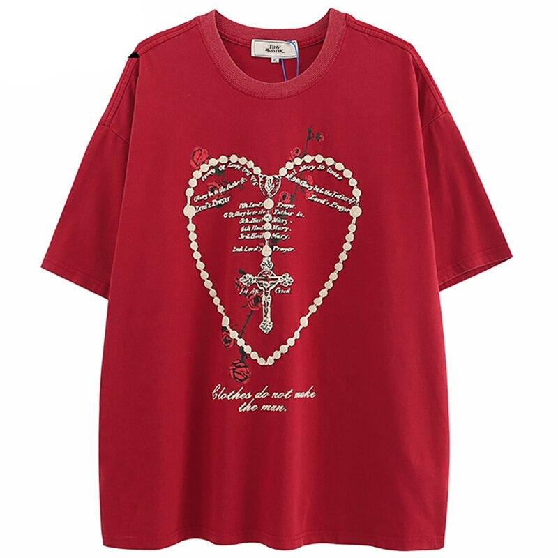 "Heart Chained" Graphic Unisex Streetwear Vintage Women Men Y2K T-Shirt