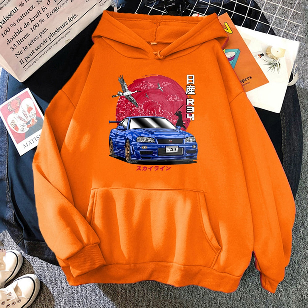 "R34" Graphic Unisex Streetwear Vintage Women Men Y2K Hoodie
