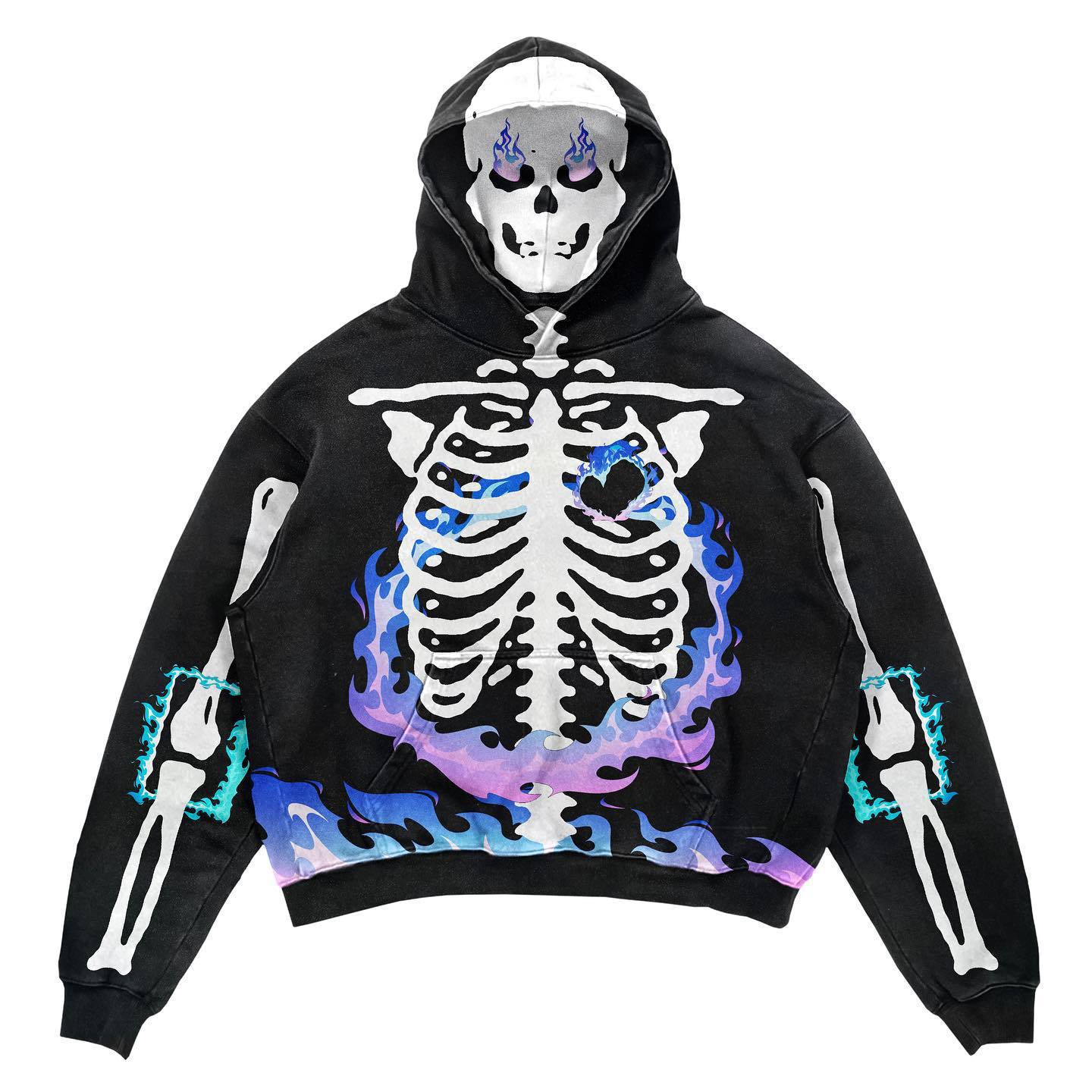 Streetwear hoodie featuring vaporwave futuristic prints and grunge influence, soft feel and easy drape, designed for expressive alternative looks and comfort.