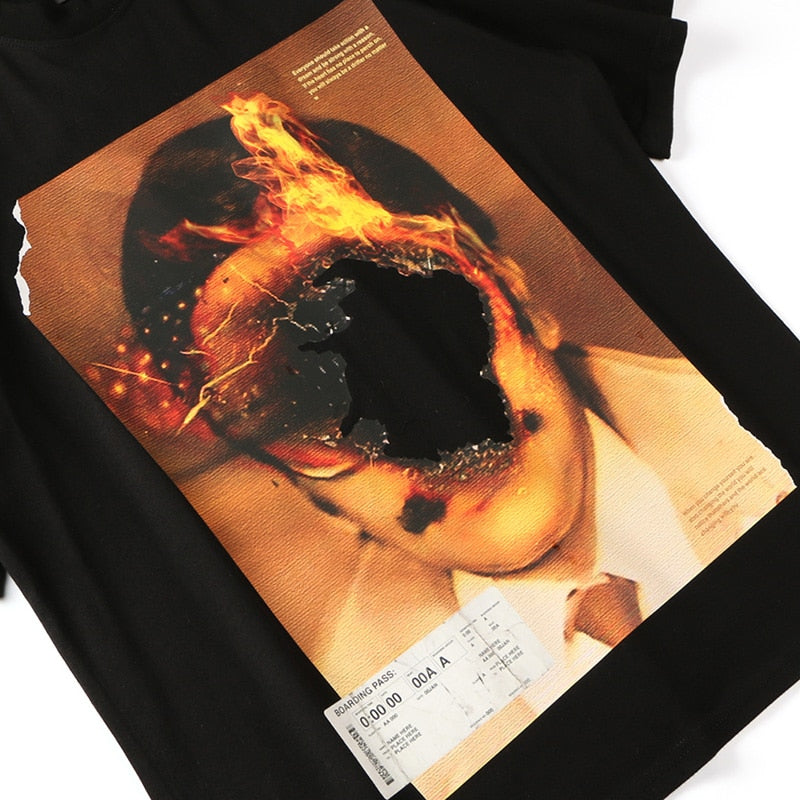 "Burning Flame" Unisex Men Women Streetwear Graphic T-Shirt
