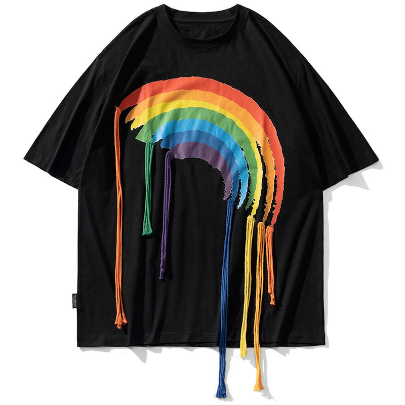 "Rainbow Falling" Graphic Unisex Streetwear Vintage Women Men Y2K T-Shirt