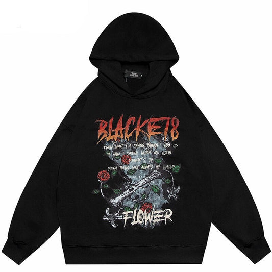"Black Rose" Unisex Men Women Streetwear Graphic Hoodie