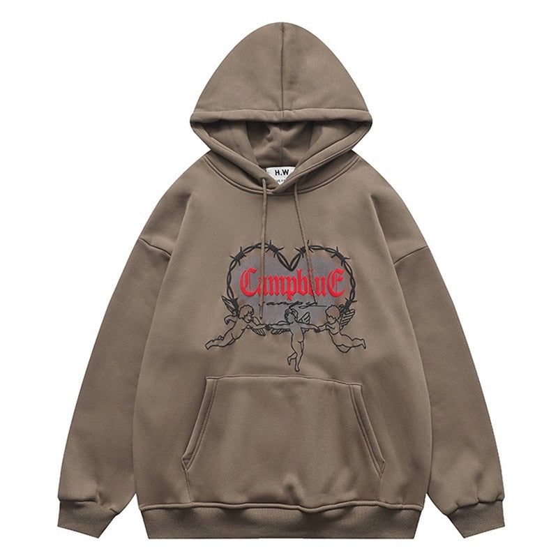 "Grey Heart" Graphic Unisex Streetwear Women Men Y2K Hoodie