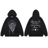 "White Hearted" Graphic Unisex Streetwear Vintage Women Men Y2K Hoodie