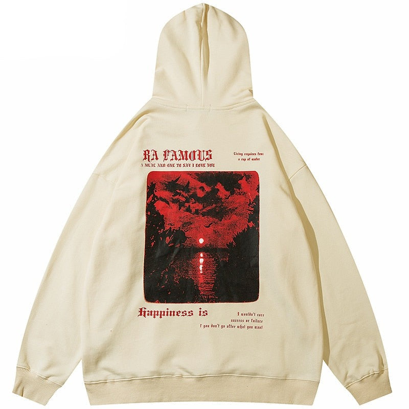 "Red Clouds" Graphic Unisex Streetwear Vintage Women Men Y2K Hoodie
