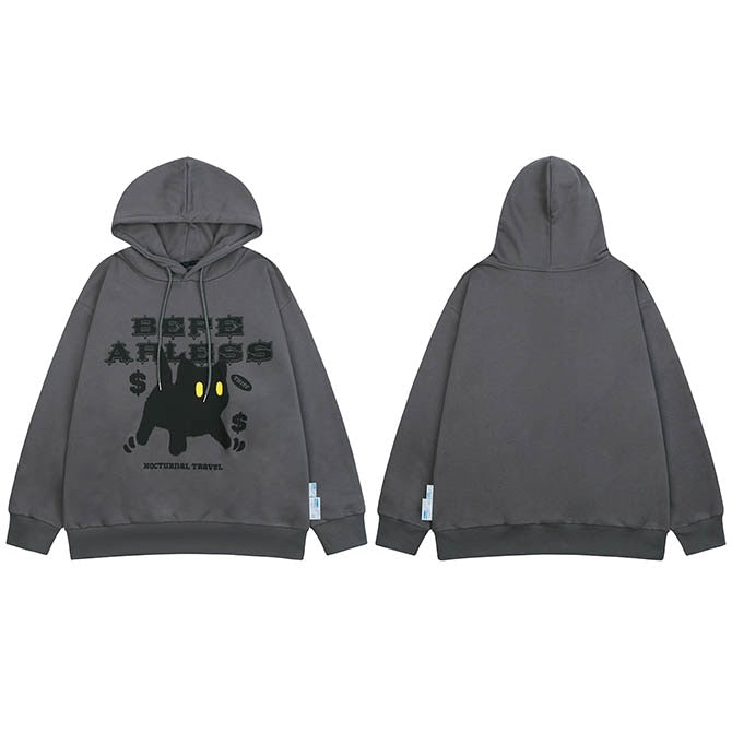 "Scared Kat" Graphic Unisex Streetwear Vintage Women Men Y2K Hoodie