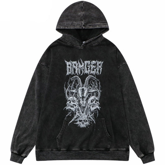 "Wit Horns" Graphic Unisex Streetwear Vintage Women Men Y2K Hoodie
