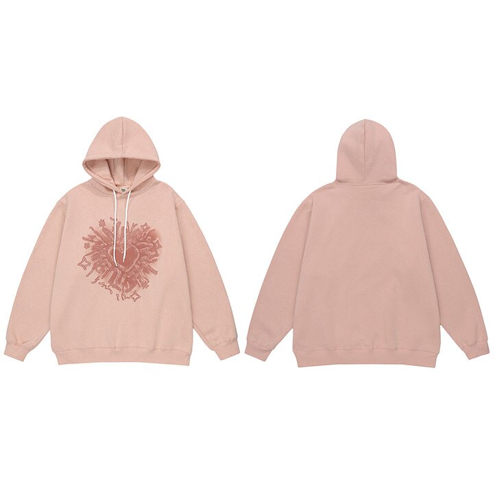 "Crossed Hearts" Unisex Men Women Streetwear Graphic Hoodie