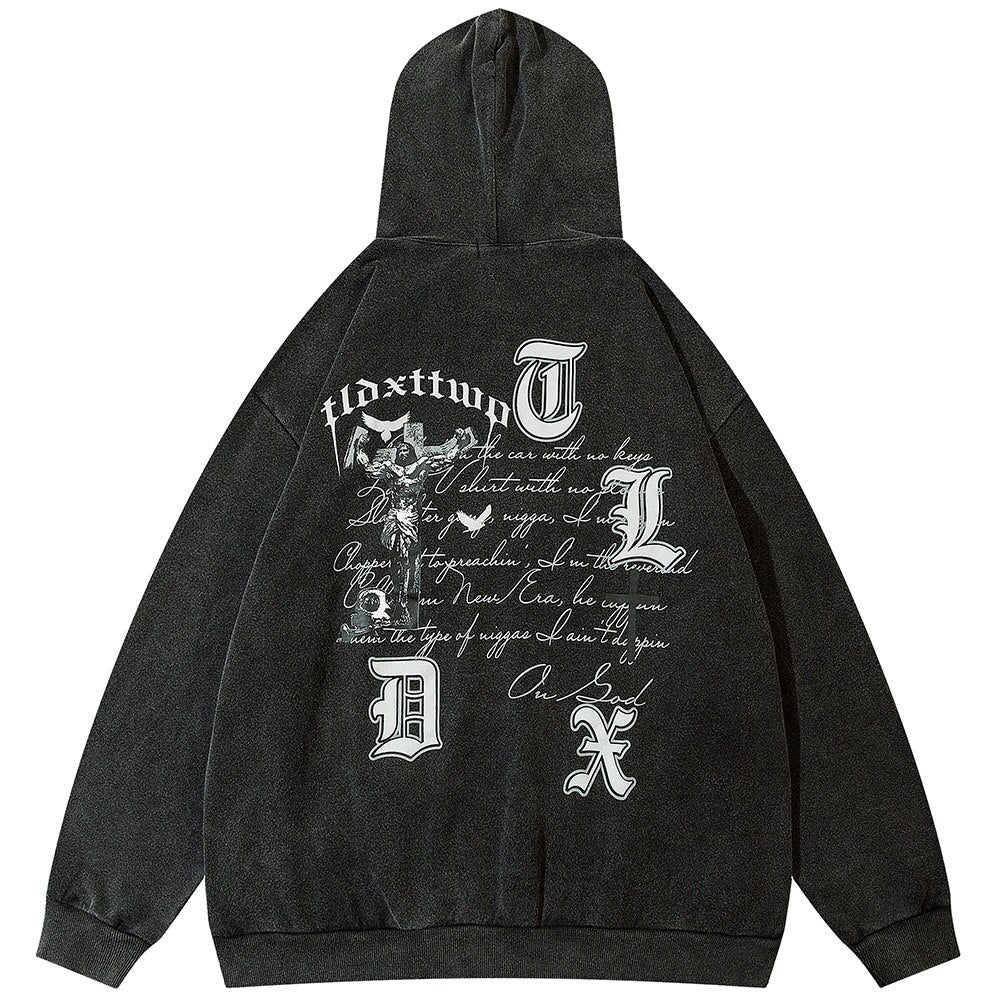 "Retro Cross" Graphic Unisex Streetwear Vintage Women Men Y2K Hoodie