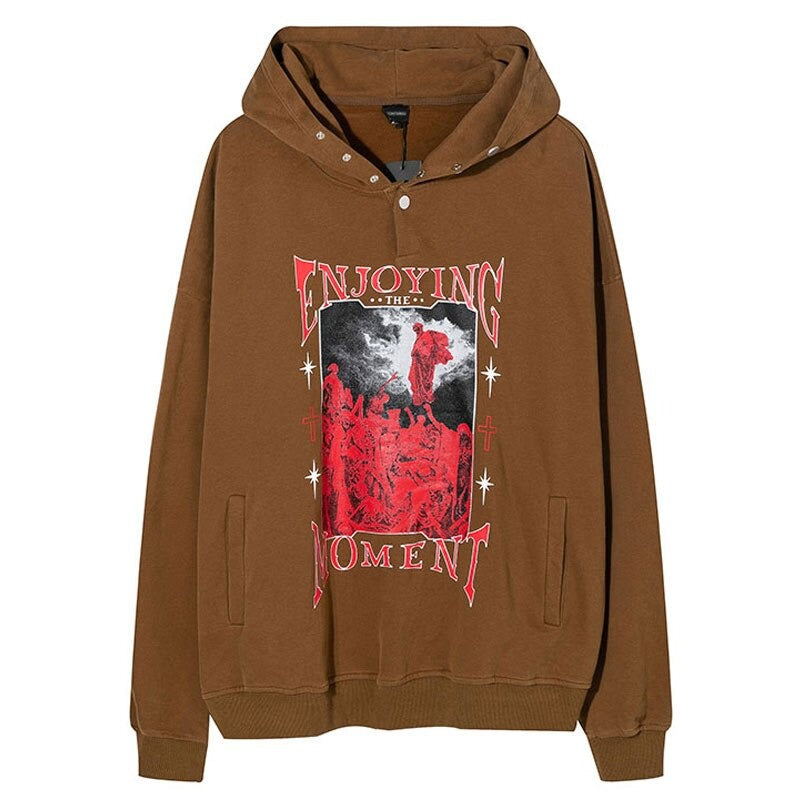 "Enjoying The Moment" Unisex Men Women Streetwear Graphic Hoodie