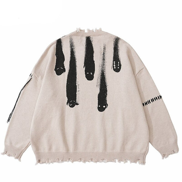 "Beige Ghost" Unisex Men Women Streetwear Graphic Sweater