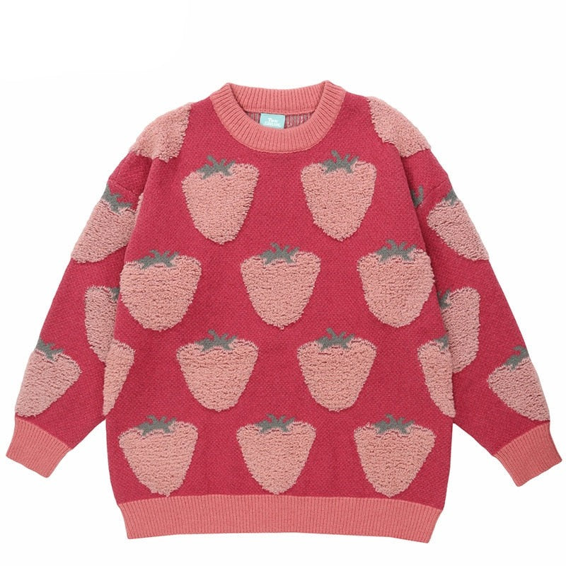 "Red Forbidden Fruit" Graphic Unisex Streetwear Vintage Women Men Y2K Sweater
