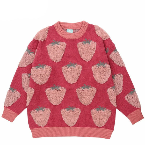 "Red Forbidden Fruit" Graphic Unisex Streetwear Vintage Women Men Y2K Sweater