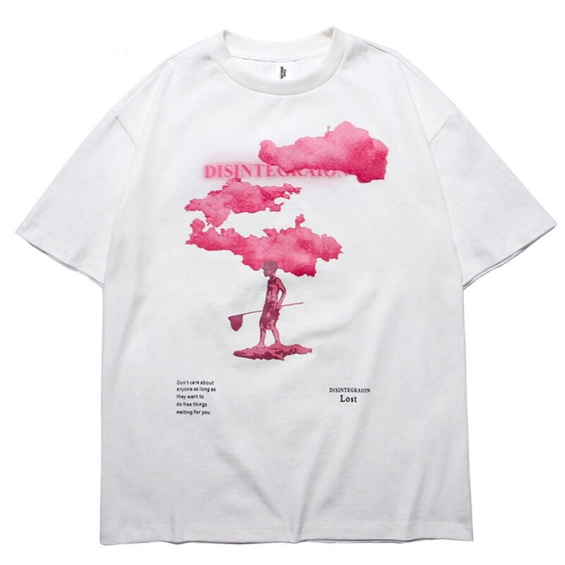 "Red Smoke" Graphic Unisex Streetwear Vintage Women Men Y2K T-Shirt