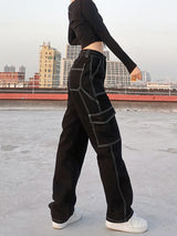 "Patched" Graphic Unisex Streetwear Women Men Y2K Denim Pants