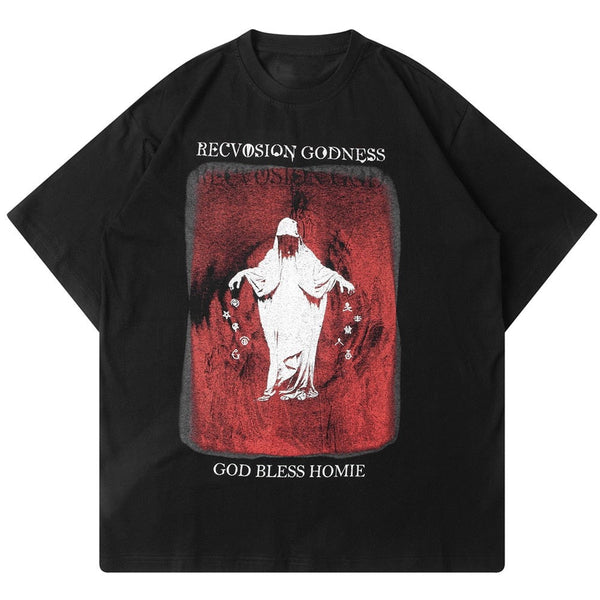 "God Bless" Graphic Unisex Streetwear Women Men Y2K T-Shirt