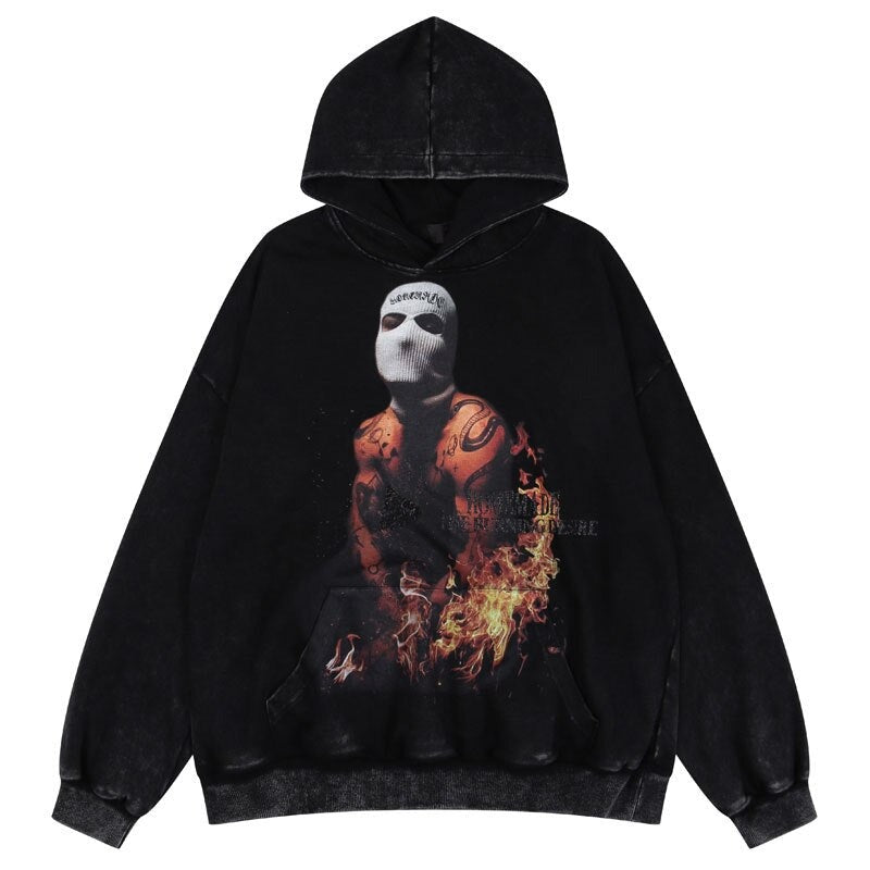"Standing In Fire" Graphic Unisex Streetwear Vintage Women Men Y2K Hoodie
