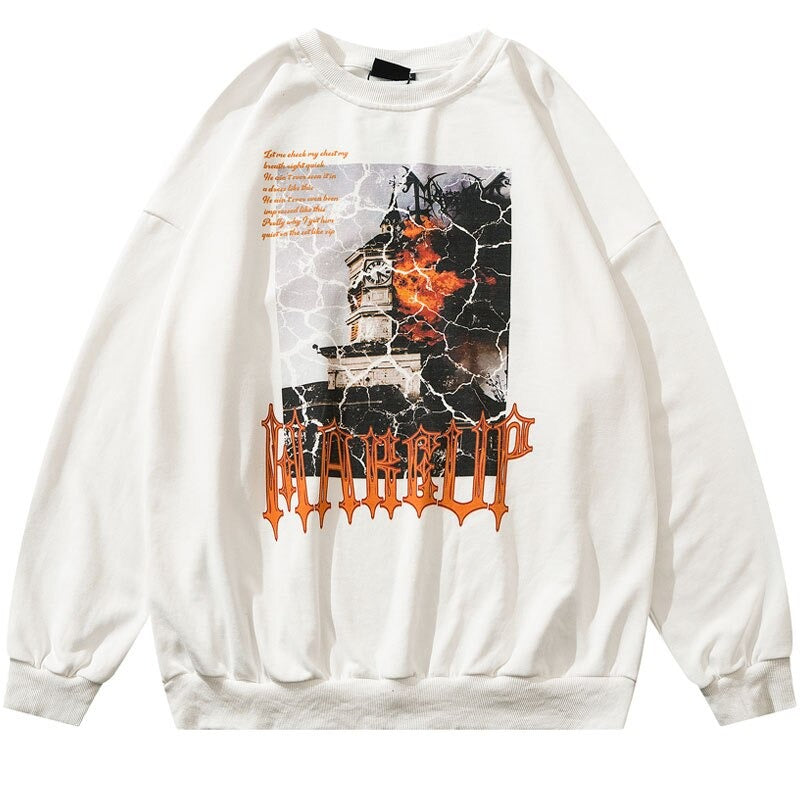 "Mansion In Flames" Graphic Unisex Streetwear Vintage Women Men Y2K Sweatshirt