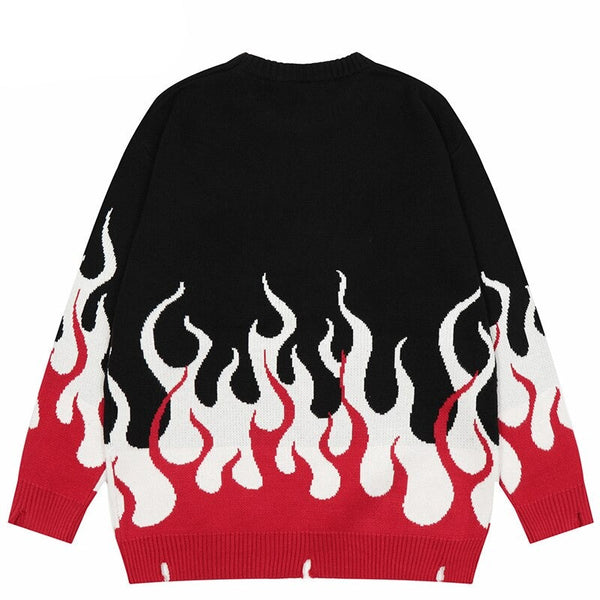 "White Flame" Unisex Men Women Streetwear Graphic Sweater