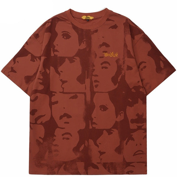 "Red Face" Graphic Unisex Streetwear Vintage Women Men Y2K T-Shirt