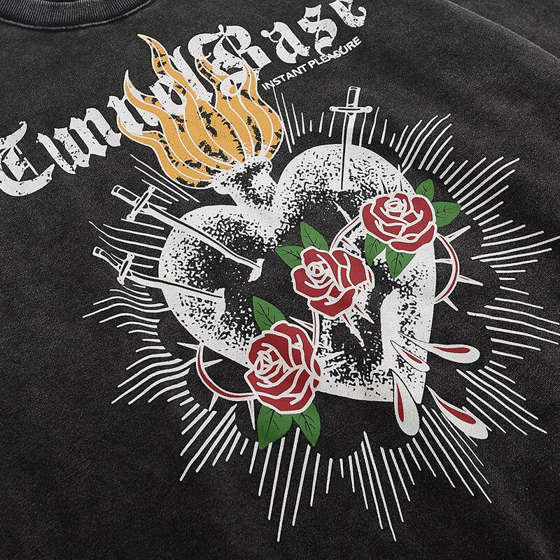 "Stabbed Heart" Unisex Men Women Streetwear Graphic Sweater