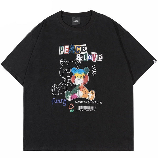 "Peace and Love" Graphic Unisex Streetwear Vintage Women Men Y2K T-Shirt