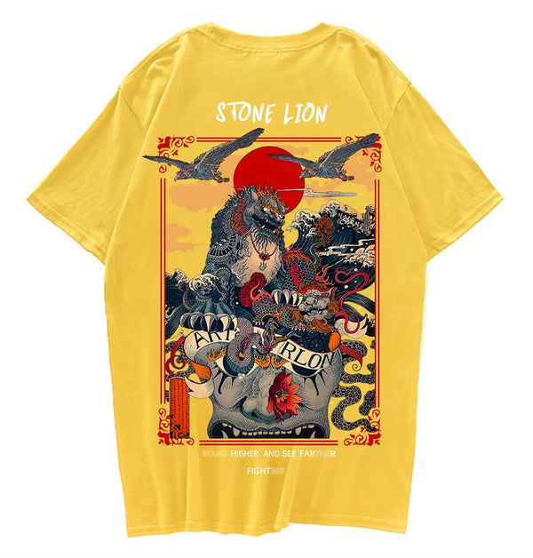 "Stone Lion” Graphic Unisex Streetwear Vintage Women Men Y2K T-Shirt