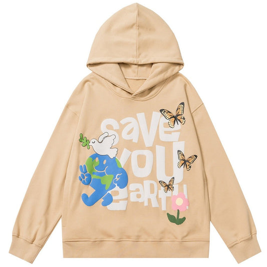"Save The World" Graphic Unisex Streetwear Vintage Women Men Y2K Hoodie