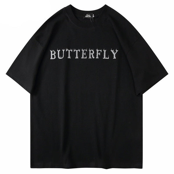 "White Butterfly" Graphic Unisex Streetwear Vintage Women Men Y2K T-Shirt