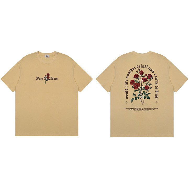 "Red Roses" Unisex Men Women Streetwear Graphic T-Shirt