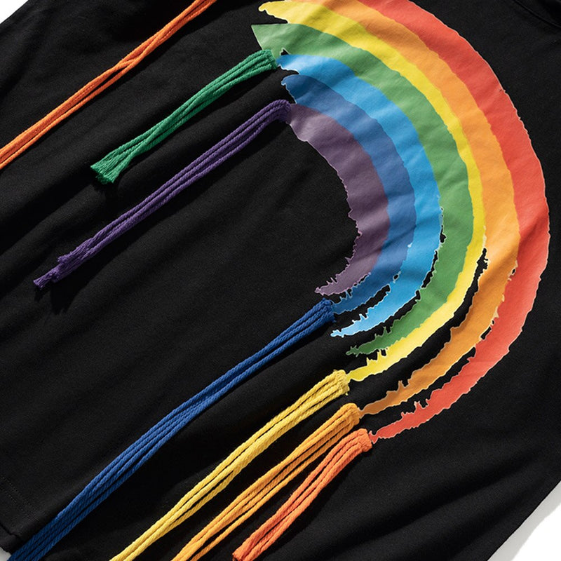 "Rainbow Falling" Graphic Unisex Streetwear Vintage Women Men Y2K T-Shirt