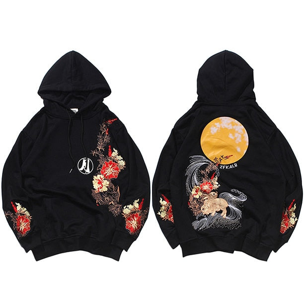 "Red Moon" Graphic Unisex Streetwear Vintage Women Men Y2K Hoodie