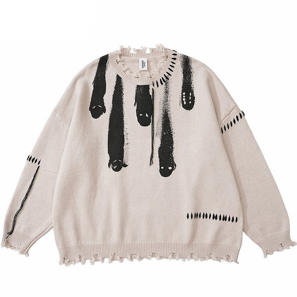 "Beige Ghost" Unisex Men Women Streetwear Graphic Sweater