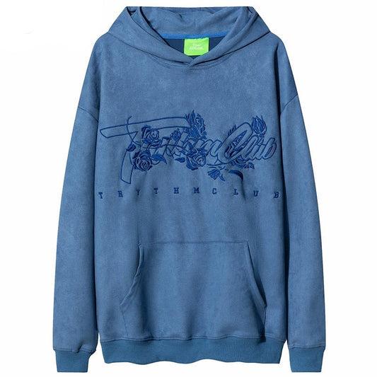 "Flying Blue Roses" Unisex Men Women Streetwear Graphic Hoodie
