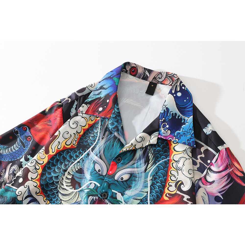 "Tropic Birds" Graphic Unisex Streetwear Vintage Women Men Y2K Button Up