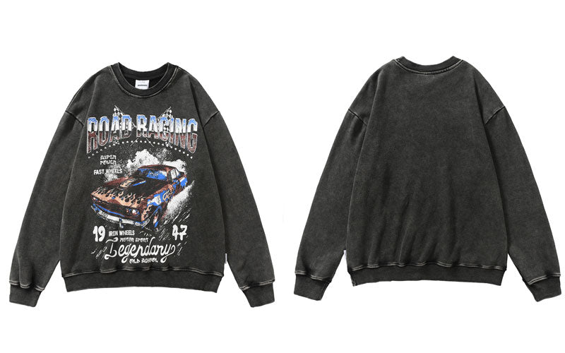 "Road Racing" Graphic Unisex Streetwear Vintage Women Men Y2K Hoodie