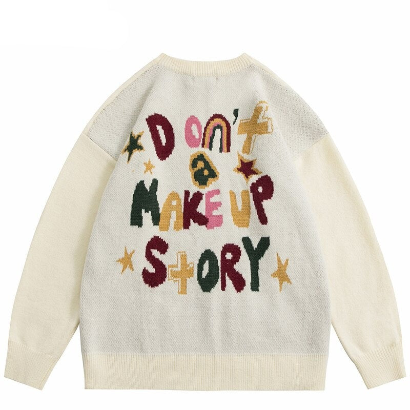 "Make Up Tales" Graphic Unisex Streetwear Vintage Women Men Y2K Sweater