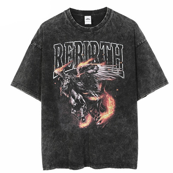 "Rebirth" Graphic Unisex Streetwear Vintage Women Men Y2K T-Shirt