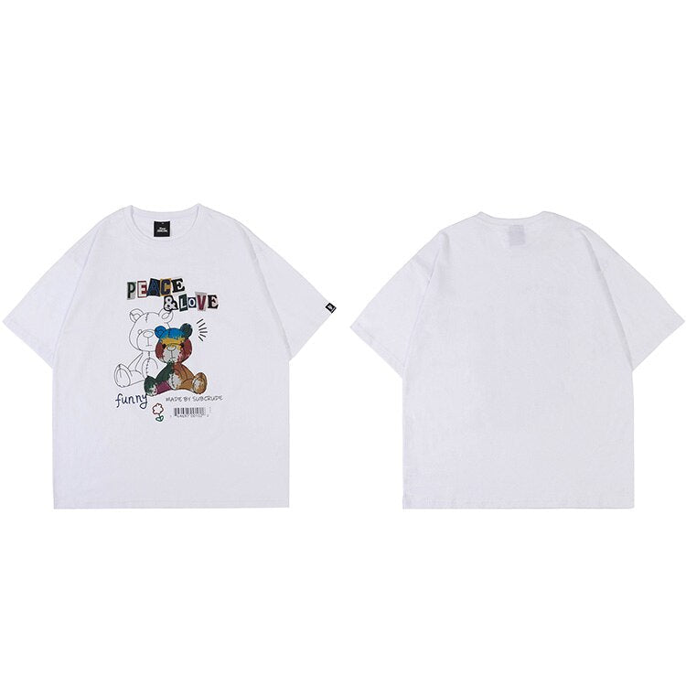 "Peace and Love" Graphic Unisex Streetwear Vintage Women Men Y2K T-Shirt