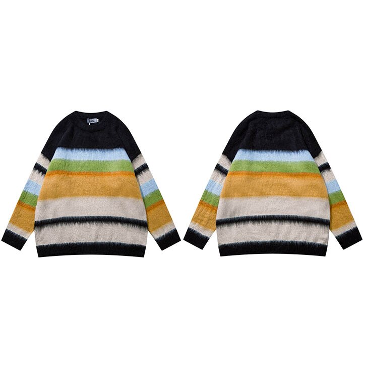 "Rainbow Waves" Graphic Unisex Streetwear Vintage Women Men Y2K Sweater