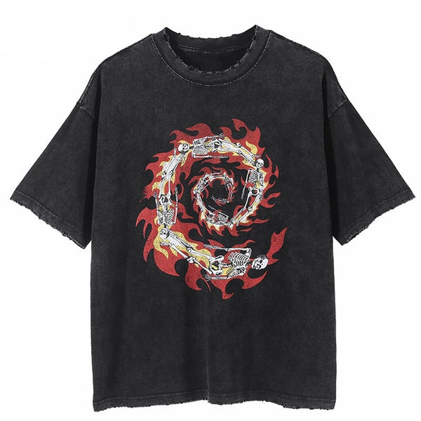 "Red Flame" Unisex Men Women Streetwear Graphic T-Shirt