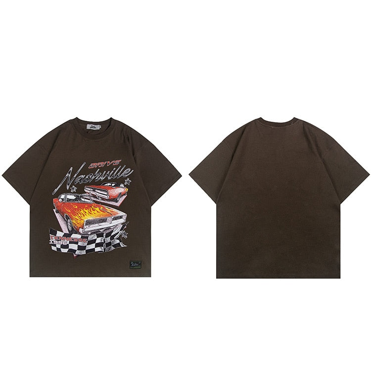 "Race Track" Graphic Unisex Streetwear Vintage Women Men Y2K T-Shirt