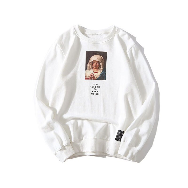 "Virgin Mary" Graphic Unisex Streetwear Vintage Women Men Y2K Sweatshirt