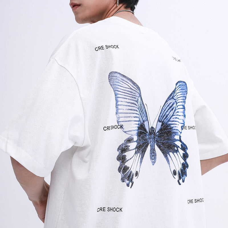 "White Butterfly" Graphic Unisex Streetwear Vintage Women Men Y2K T-Shirt