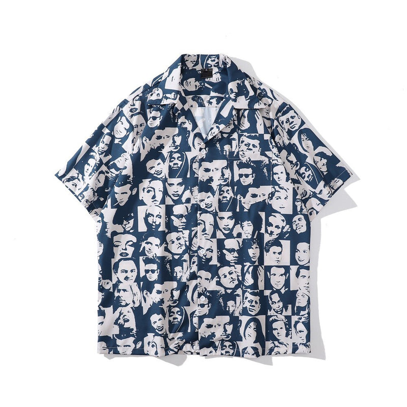 "Collage" Unisex Men Women Streetwear Button Up Shirt