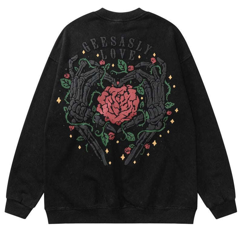 "Surrounded Love" Graphic Unisex Streetwear Vintage Women Men Y2K Sweatshirt