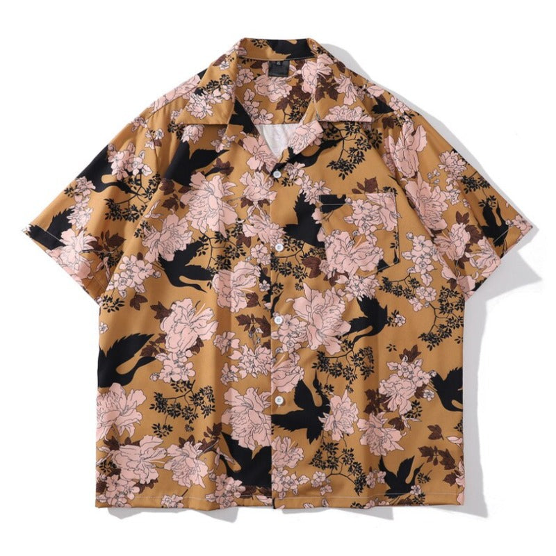 "Tree Printed" Unisex Men Women Streetwear Collar Shirt