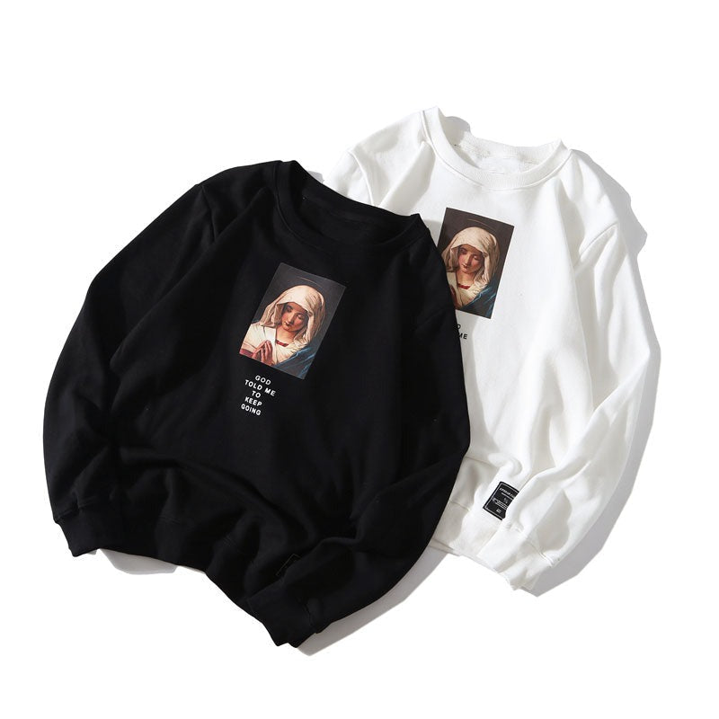 "Virgin Mary" Graphic Unisex Streetwear Vintage Women Men Y2K Sweatshirt