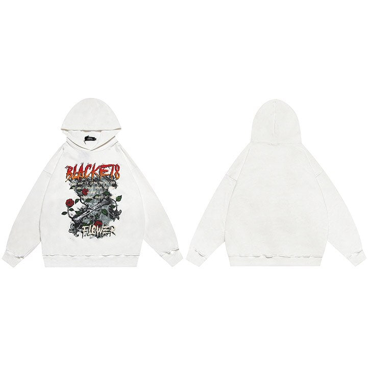 "Black Rose" Unisex Men Women Streetwear Graphic Hoodie